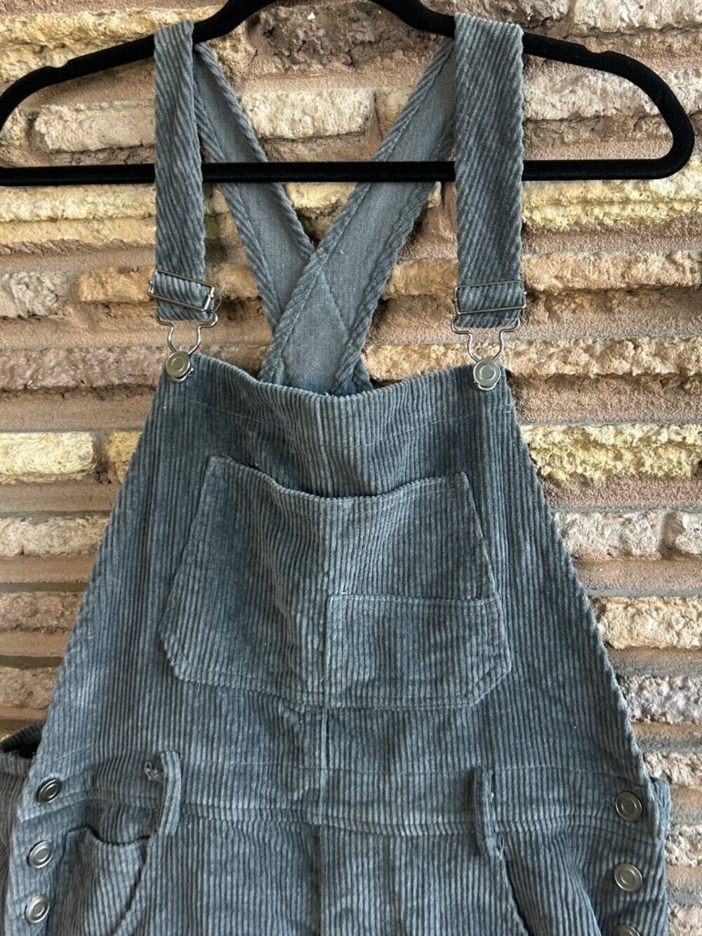 By Together Blue Wide Wale Corduroy Bib Overalls Size Large - Picture 10 of 11
